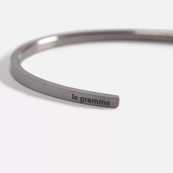 7G Bracelet Slick Brushed 925 Black Sterling Silver -Silver / Black | Le Gramme Store