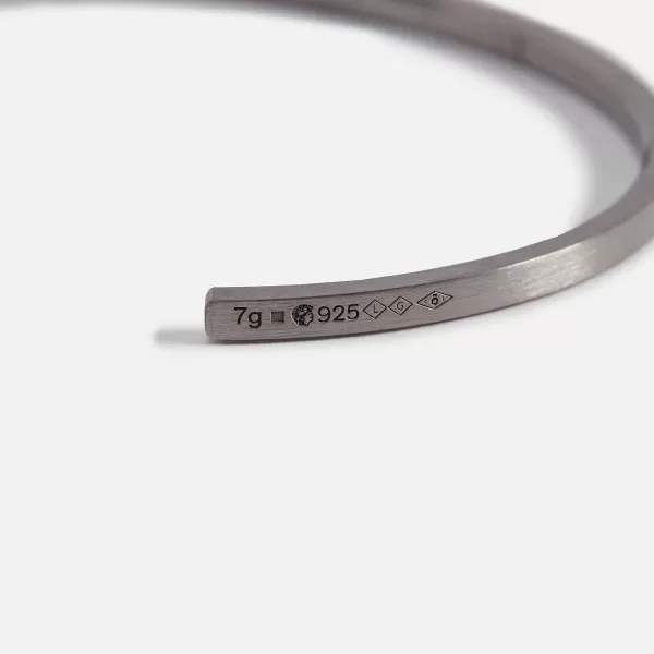 7G Bracelet Slick Brushed 925 Black Sterling Silver -Silver / Black | Le Gramme Store