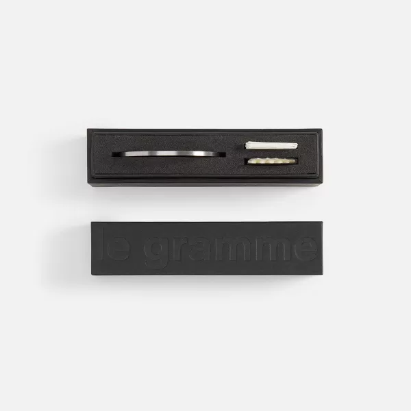 7G Bracelet Slick Brushed 925 Black Sterling Silver -Silver / Black | Le Gramme Store