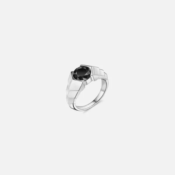 Arris Ring In Sterling Silver With Black Diamond | VL Cepher Discount