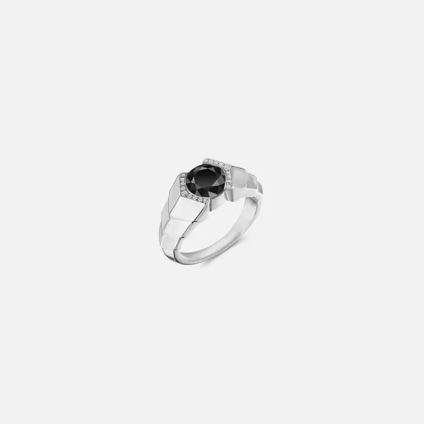Arris Ring In Sterling Silver With Black Diamond And Diamond | VL Cepher Shop