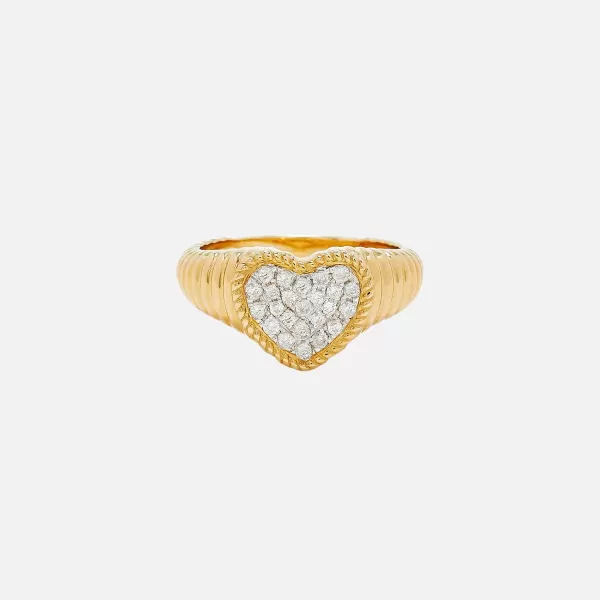 Baby Chevaliere Coeur Berlingot Diamants Jaune | Yvonne Leon Fashion