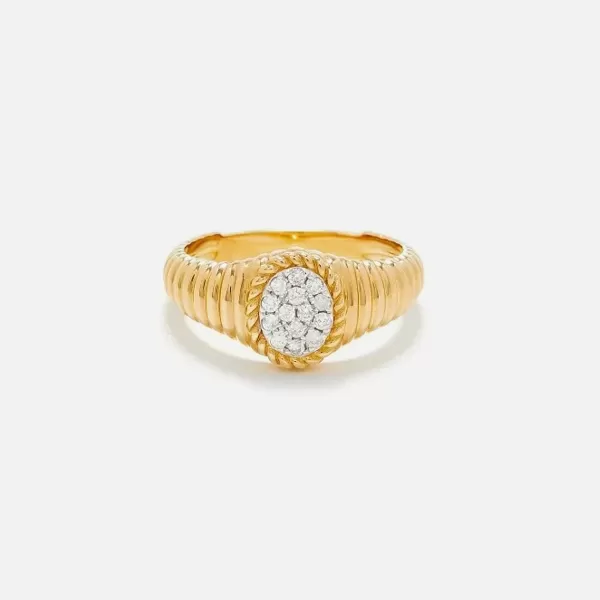 Baby Chevaliere Ovale Berlingot Diamants Jaune | Yvonne Leon Sale