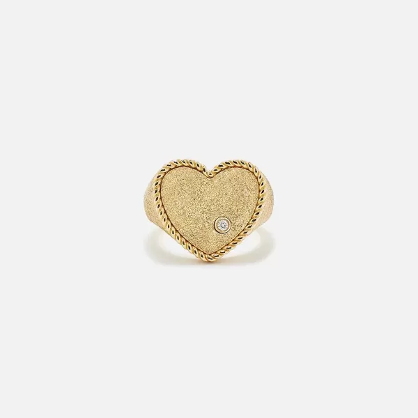 Chevaliere Coeur Pailletee Or Jaune | Yvonne Leon New