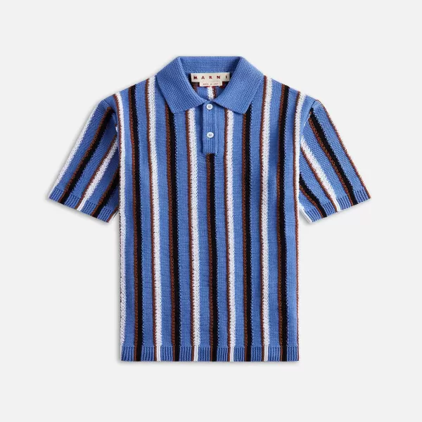 Cotton Cable Striped Crochet Polo | Marni Sale