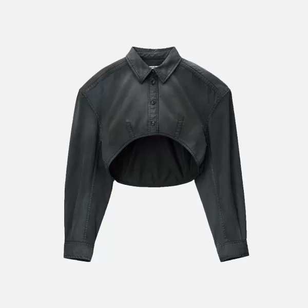 Cropped Long Sleeve Shirt With Dart Detailing | Alexander Wang Discount