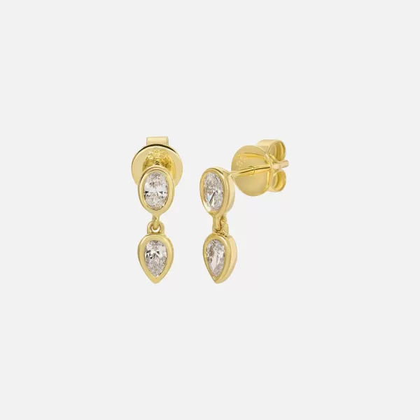 Double Drop Studs 14K Gold | Isa Grutman Shop