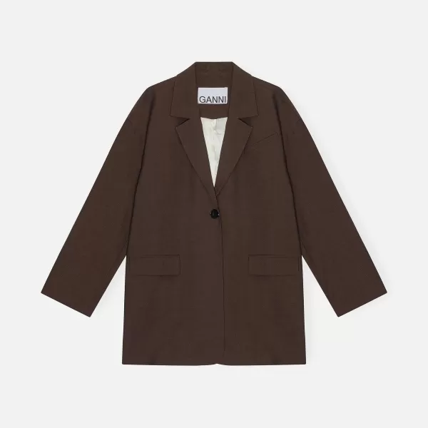 Drapey Melange Dropped Shoulder Boxy Blazer | Ganni Sale