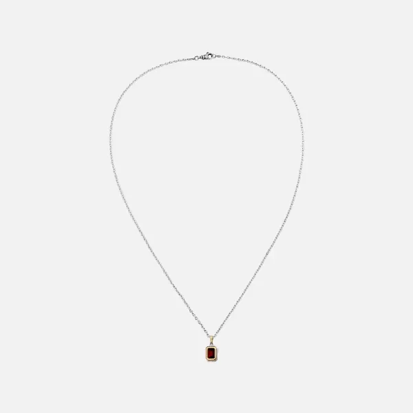Equinox Charm Necklace In Silver And Yellow Gold With Garnet | Maor Hot