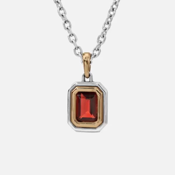 Equinox Charm Necklace In Silver And Yellow Gold With Garnet | Maor Hot
