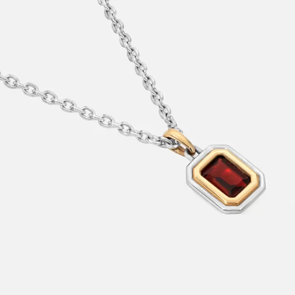 Equinox Charm Necklace In Silver And Yellow Gold With Garnet | Maor Hot