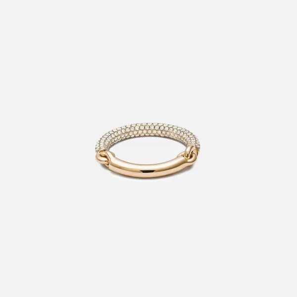 Equinox Ring In Yellow Gold With 2/3 Pave White Diamond | Maor Sale