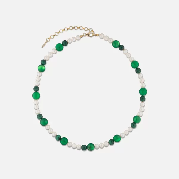Freshwater Pearl Onyx Malachite Necklace | VEERT Hot