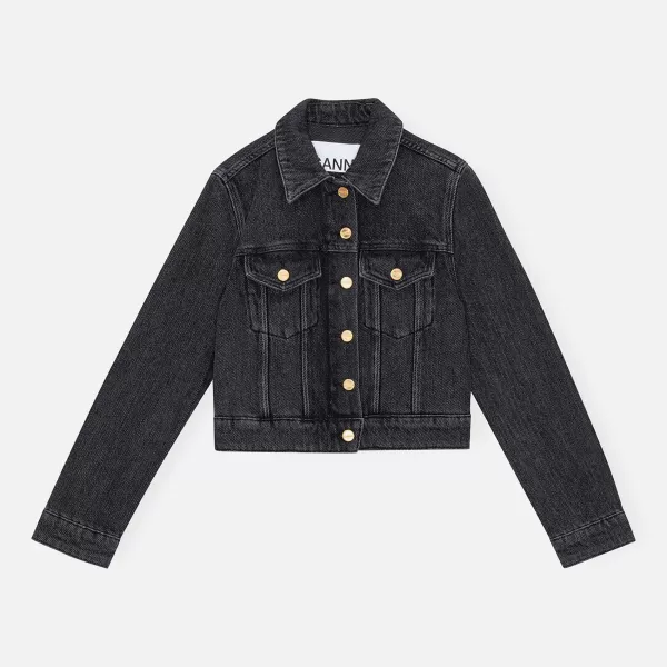 Heavy Denim Cropped Jacket | Ganni Clearance