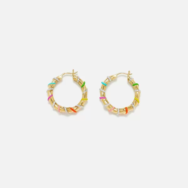 Paire De Creoles Twistees Rainbow Hoop Earrings | Yvonne Leon New