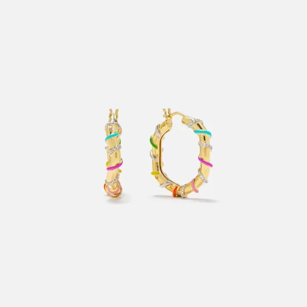 Paire De Creoles Twistees Rainbow Hoop Earrings | Yvonne Leon New