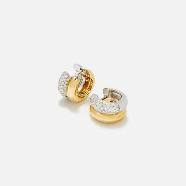 Paire De Mini Creoles Bouees Diamants Hoops | Yvonne Leon Online