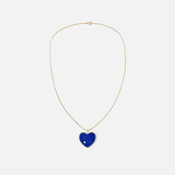 Pendentif Maxi Coeur Malachite Lapis Biface | Yvonne Leon Discount