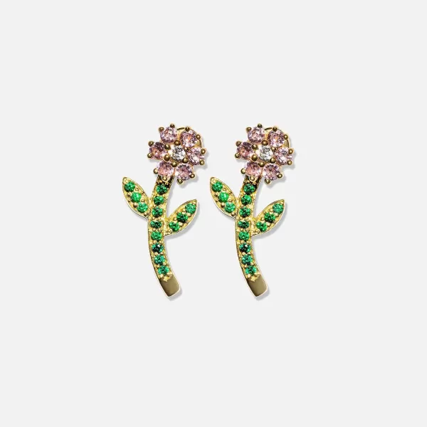 Pink & Green Flower Studs | VEERT Online