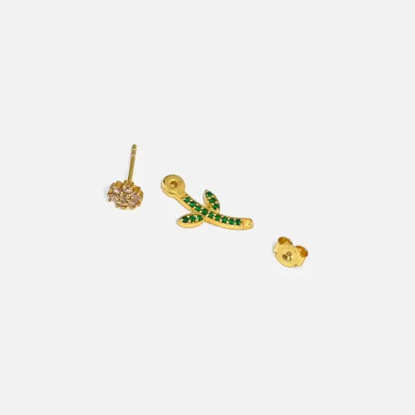 Pink & Green Flower Studs | VEERT Online
