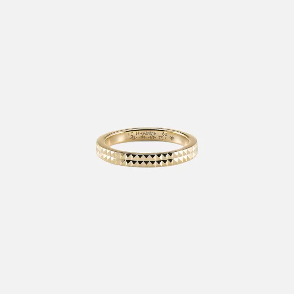Polished 4G Pyramid Guilloche Ring | Le Gramme Outlet