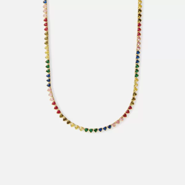 Rainbow Hearts Necklace | Crystal Haze Hot