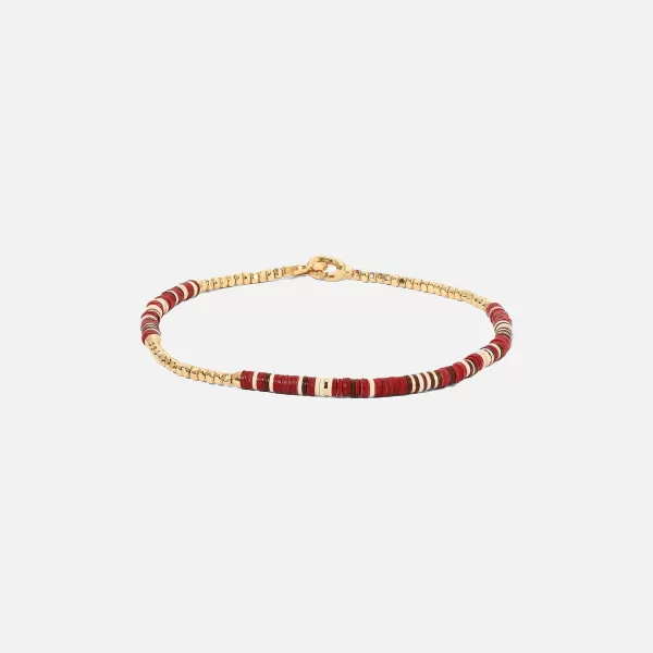 Shine #2 Bracelet In Wine Pattern Beads With 18K Yellow Gold | Maor Outlet