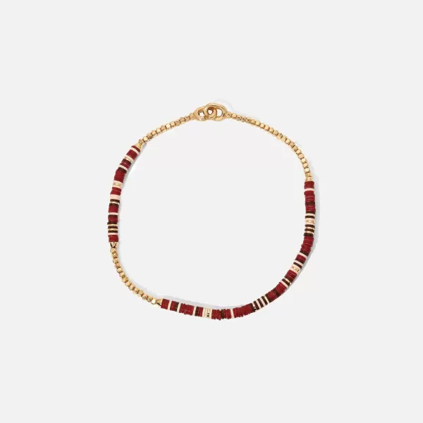 Shine #2 Bracelet In Wine Pattern Beads With 18K Yellow Gold | Maor Outlet