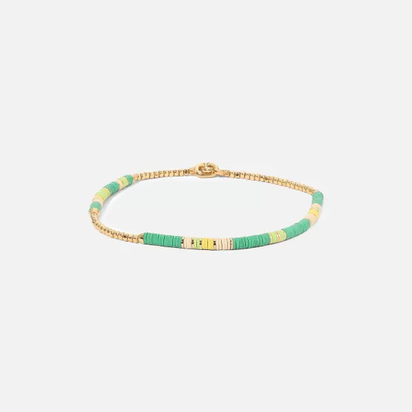 Shine Bracelet Green Pattern Beads With 18K Yellow Gold | Maor Cheap