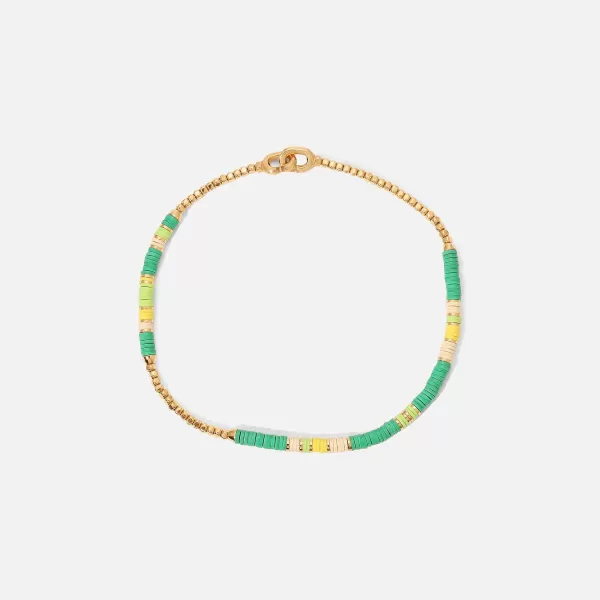 Shine Bracelet Green Pattern Beads With 18K Yellow Gold | Maor Cheap