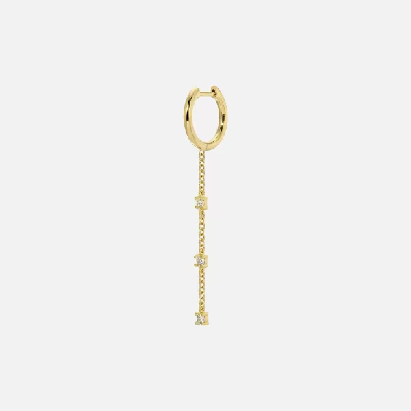 Single Huggie With Diamond Chain Drop 14K Gold | Isa Grutman Best