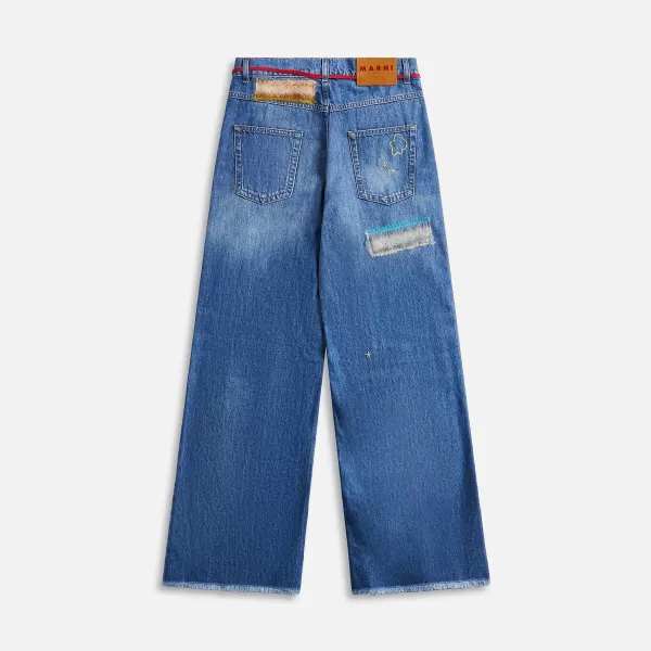 Stone Washed Organic Denim Mohair Trousers | Marni Best