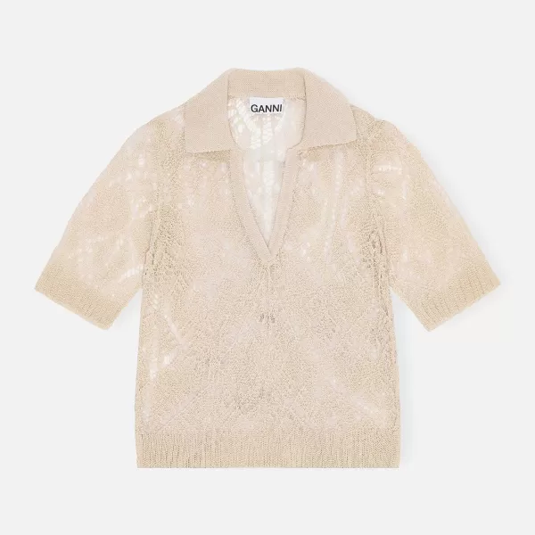 Thin Cotton Lace Polo | Ganni Best Sale