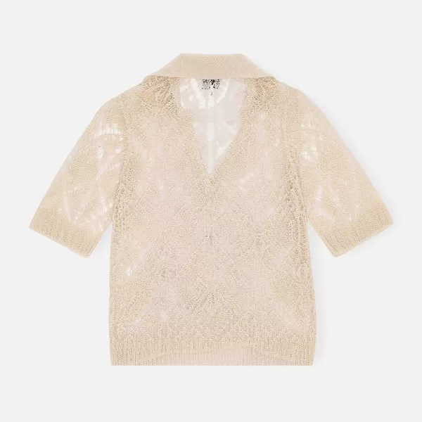 Thin Cotton Lace Polo | Ganni Best Sale