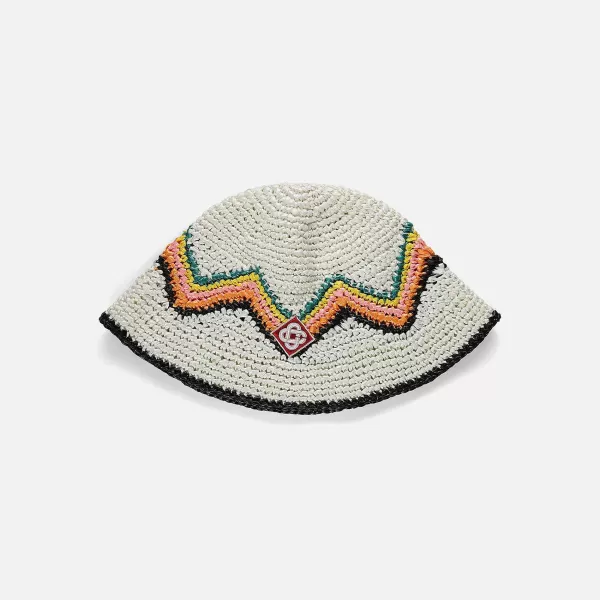 Zig Zag Raffia Knit Crochet Bucket Hat | Casablanca Best Sale